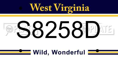S8258D West Virginia License Plate