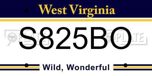 S825BO West Virginia License Plate