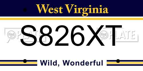 S826XT West Virginia License Plate