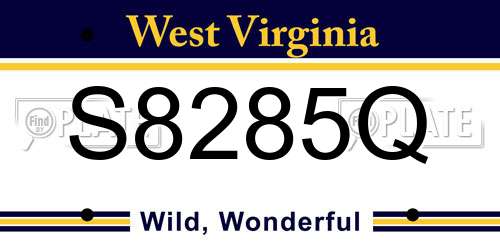 S8285Q West Virginia License Plate