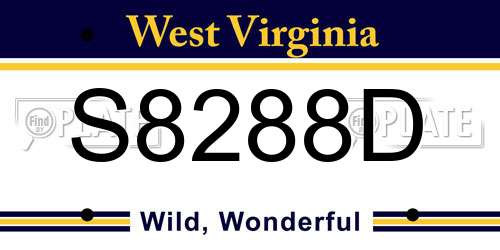 S8288D West Virginia License Plate