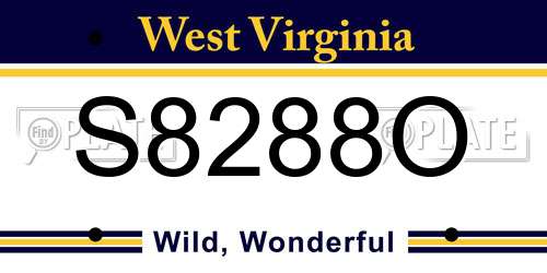 S8288O West Virginia License Plate
