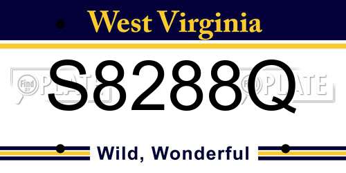S8288Q West Virginia License Plate