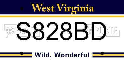 S828BD West Virginia License Plate