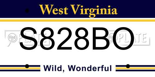 S828BO West Virginia License Plate