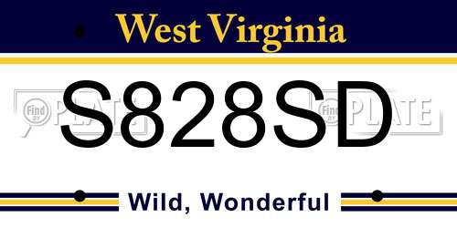 S828SD West Virginia License Plate