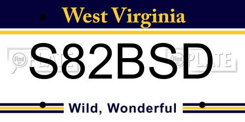 S82BSD West Virginia License Plate
