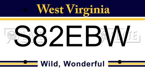 S82EBW West Virginia License Plate