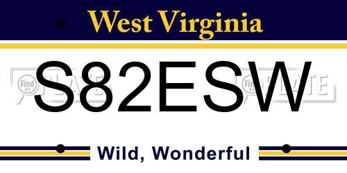 S82ESW West Virginia License Plate