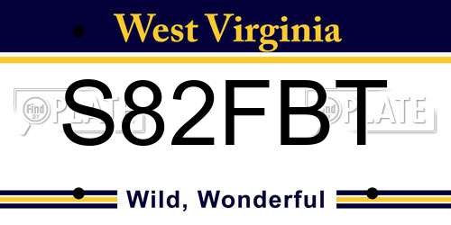 S82FBT West Virginia License Plate