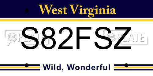 S82FSZ West Virginia License Plate
