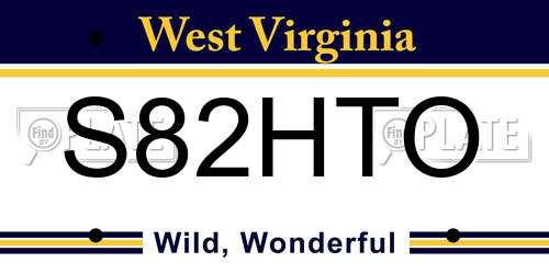 S82HTO West Virginia License Plate