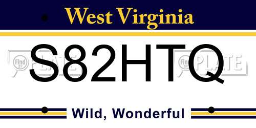 S82HTQ West Virginia License Plate