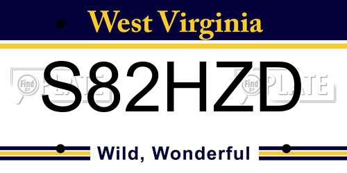 S82HZD West Virginia License Plate
