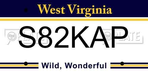 S82KAP West Virginia License Plate