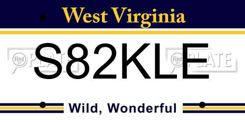 S82KLE West Virginia License Plate