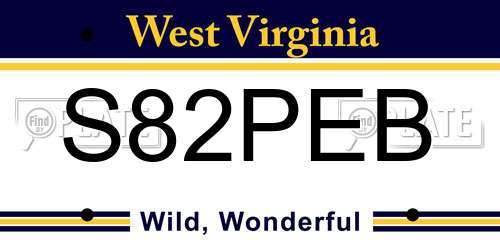 S82PEB West Virginia License Plate