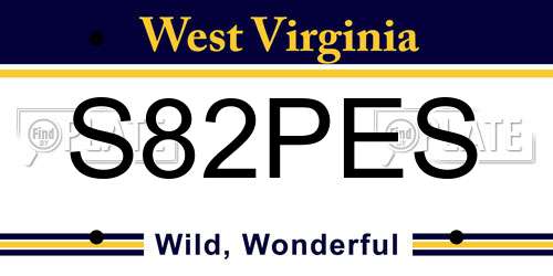 S82PES West Virginia License Plate