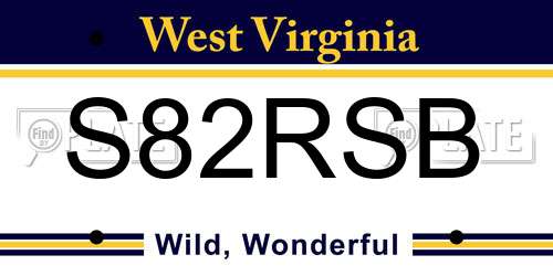 S82RSB West Virginia License Plate