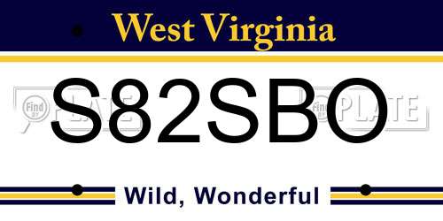 S82SBO West Virginia License Plate