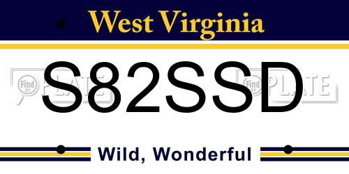 S82SSD West Virginia License Plate