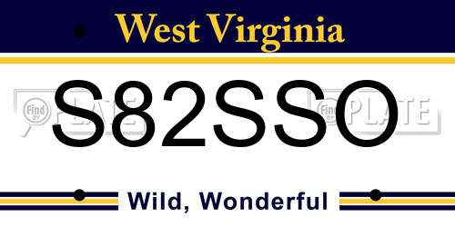 S82SSO West Virginia License Plate