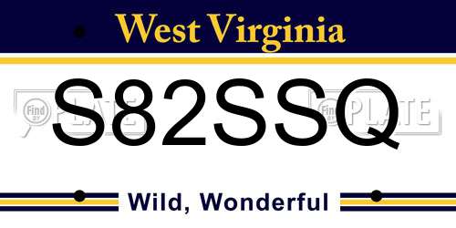 S82SSQ West Virginia License Plate