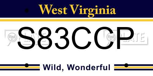 S83CCP West Virginia License Plate