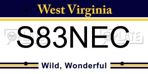 S83NEC West Virginia License Plate