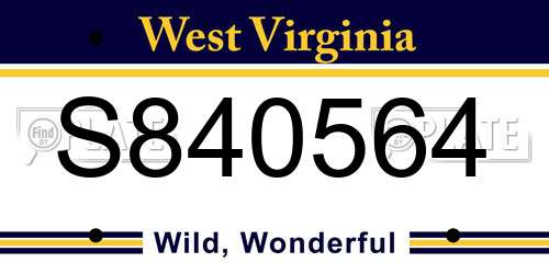 S840564 West Virginia License Plate
