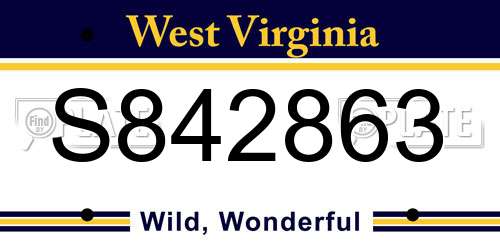 S842863 West Virginia License Plate