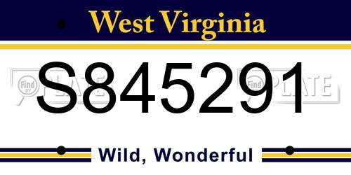 S845291 West Virginia License Plate
