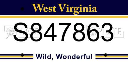 S847863 West Virginia License Plate