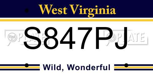 S847PJ West Virginia License Plate