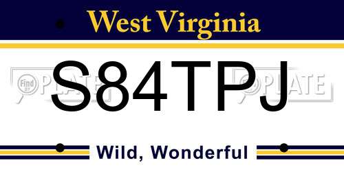 S84TPJ West Virginia License Plate