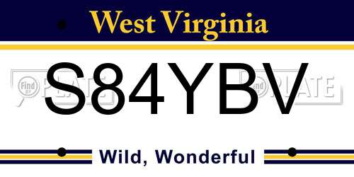 S84YBV West Virginia License Plate