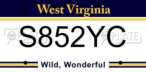 S852YC West Virginia License Plate