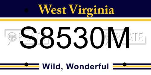S8530M West Virginia License Plate