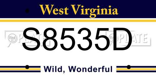 S8535D West Virginia License Plate