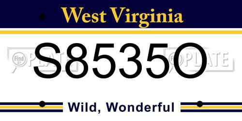 S8535O West Virginia License Plate