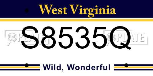 S8535Q West Virginia License Plate