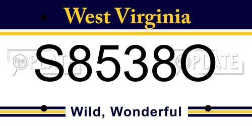 S8538O West Virginia License Plate