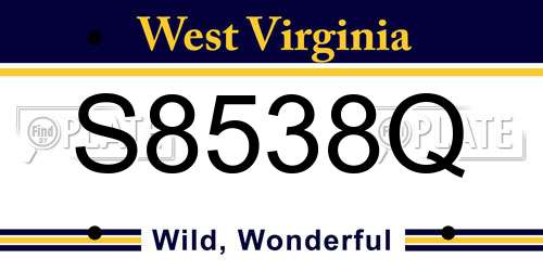 S8538Q West Virginia License Plate