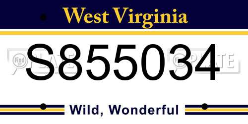 S855034 West Virginia License Plate
