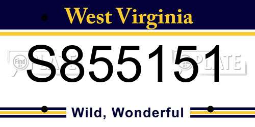 S855151 West Virginia License Plate