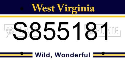 S855181 West Virginia License Plate