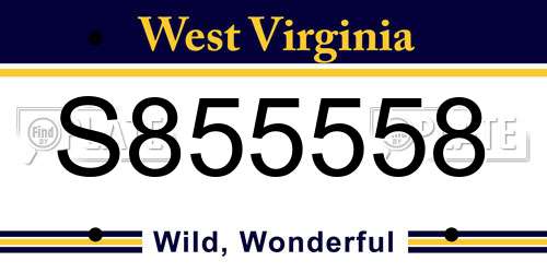 S855558 West Virginia License Plate