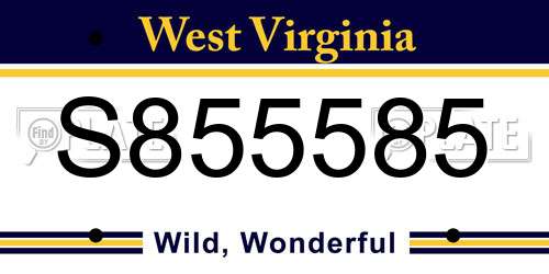 S855585 West Virginia License Plate