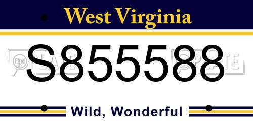 S855588 West Virginia License Plate
