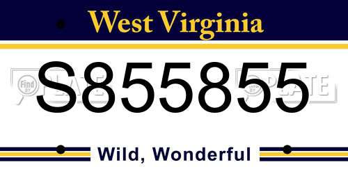 S855855 West Virginia License Plate